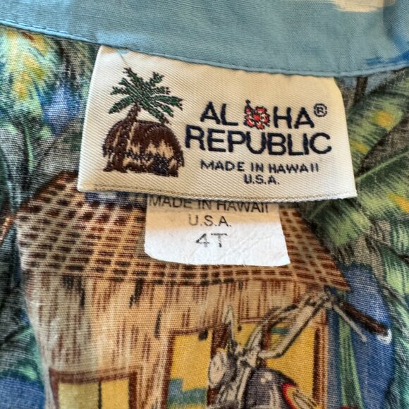 Aloha Republic Made In Hawaii Kids Button Up Collared Short Sleeve Shirt Size 4T - Picture 7 of 7